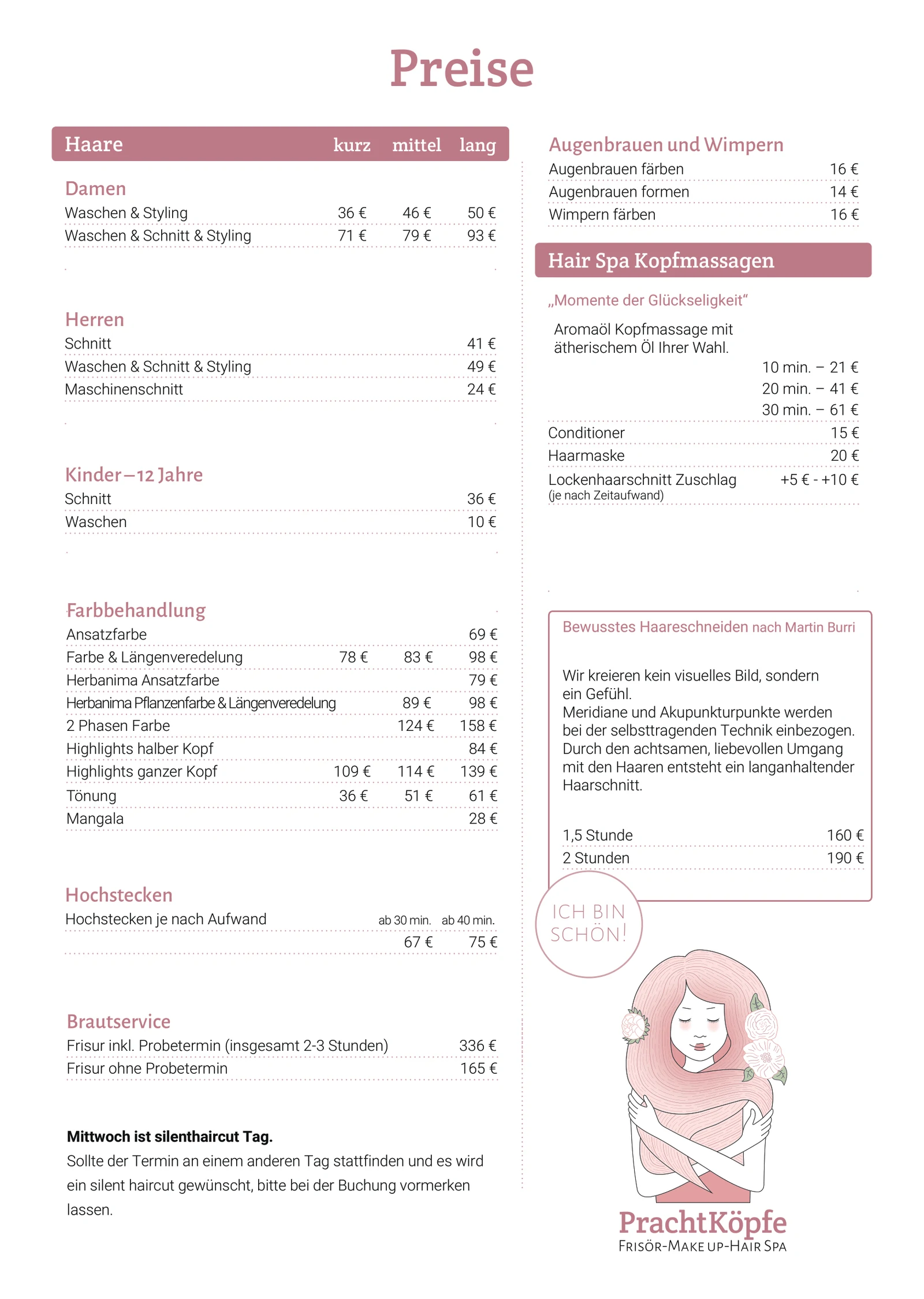 Preisliste Prachtköpfe für mehr Infos bitte anrufen